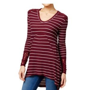 Medium Burgundy Stripes Tunic Blouse